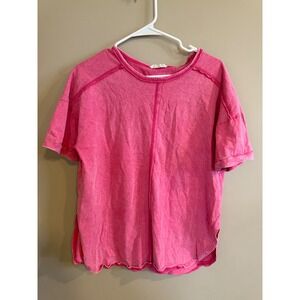 new in Pink Cotton T Shirt/Shorts Set Short Sleeve Casual Size S